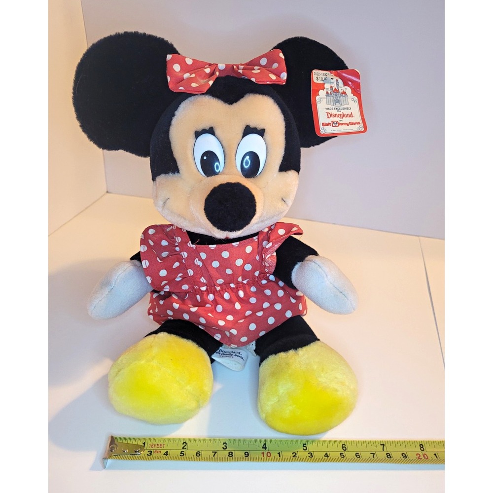 Rare Vintage 80s Walt Disney Productions Minnie Mouse 8" Plush Doll Park W/tags